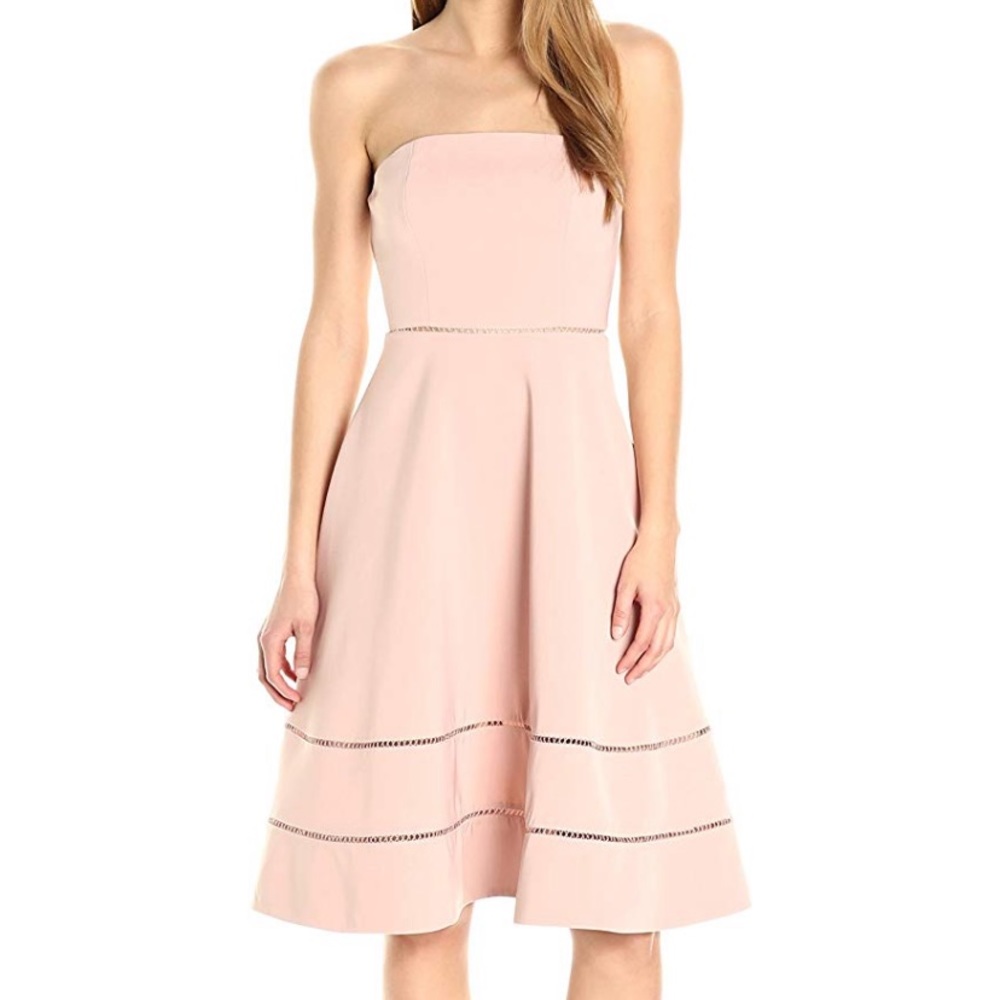 keepsake the label // pale pink strapless midi